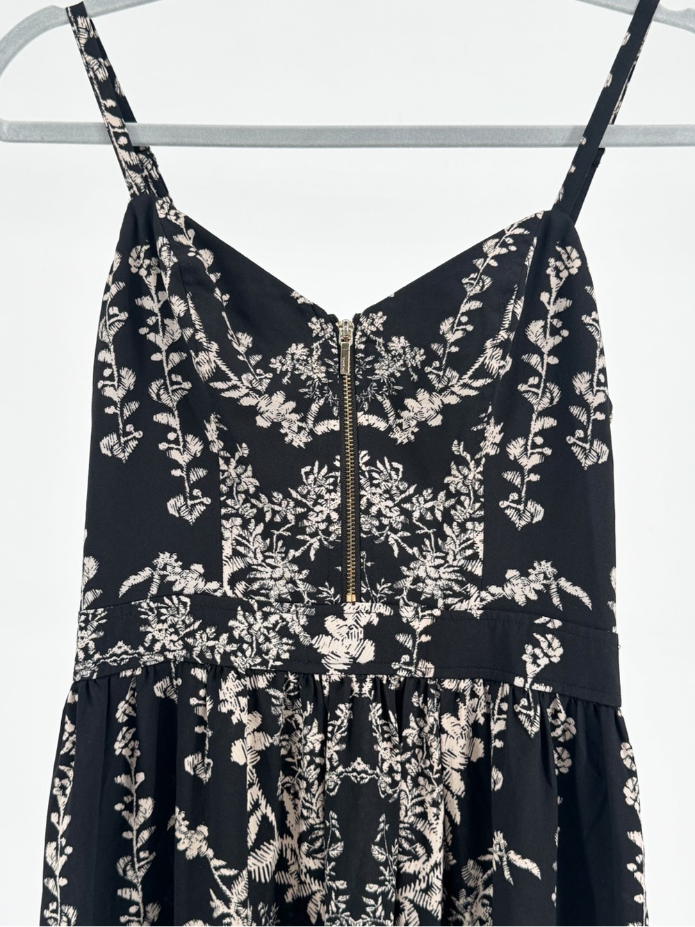 Bebe | Black Midi Dress with Gold Floral Detail - Picture 5 of 8